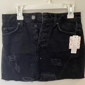 NWT black Free People denim skirt